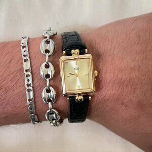 classy rich black leather luxury watch